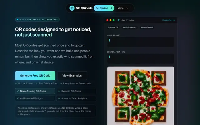 Screenshot of NG QRCode | AI QR Code Generator