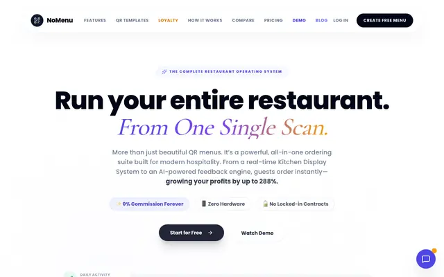 Screenshot of NoMenu | The All-in-One Restaurant Platform