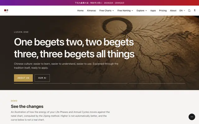 Screenshot of Free BaZi, I Ching, Qimen, Zi Wei & Zodiac Charts Online