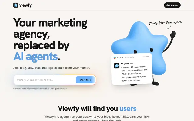 Screenshot of Viewfy | He gets you users while you ship