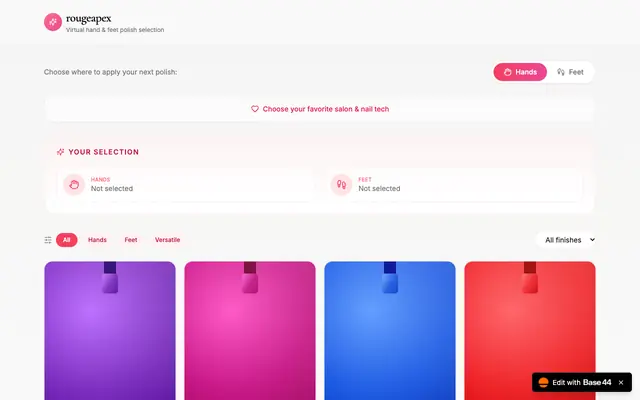 Screenshot of rougeapex — Virtual Polish Selection
