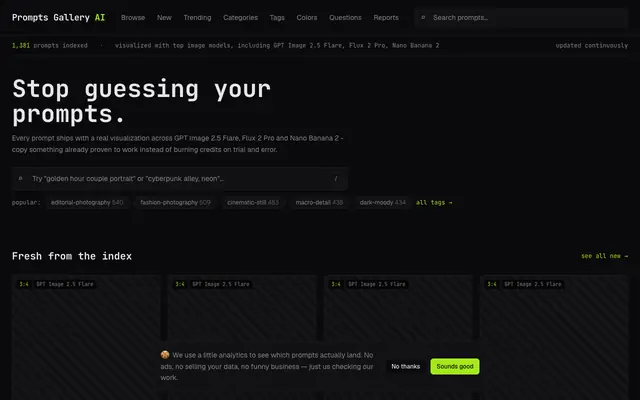 Screenshot of Prompts Gallery AI — AI Image Prompts That Work
