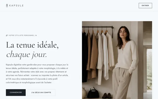 Screenshot of Kapsule — Votre styliste personnel IA