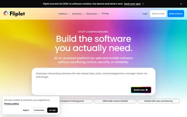 Screenshot of Fliplet | Enterprise AI Software Builder for Web & Mobile