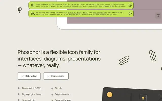 Screenshot of Phosphor Icons
