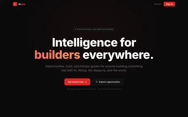 Screenshot of Kivora | Intelligence for builders everywhere
