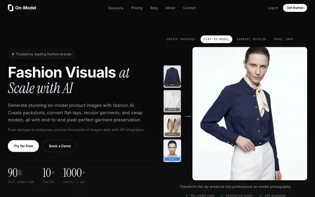 Screenshot of On-Model | Fashion Visuals at Scale with AI