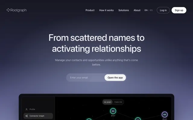 Screenshot of Rootgraph - Where real networks become legible.