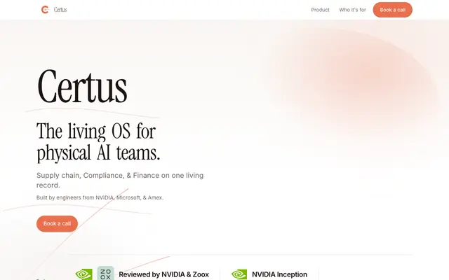 Screenshot of Certus · Safety docs for physical systems