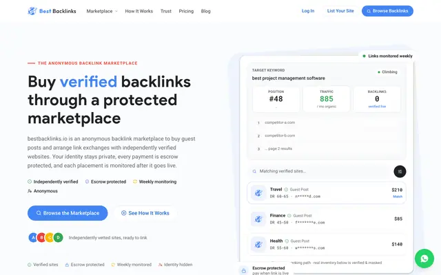Screenshot of Backlink Marketplace | Buy Verified Guest Posts & Link Exchanges