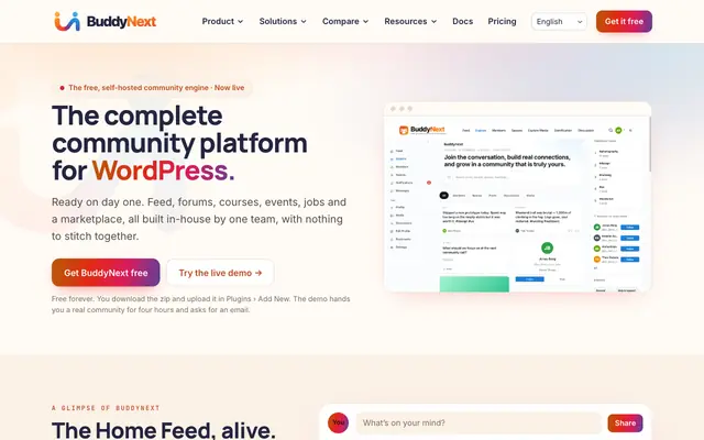 Screenshot of BuddyNext - The free, self-hosted community engine for WordPress
