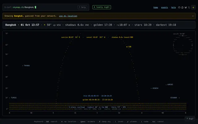 Screenshot of skymap-sh