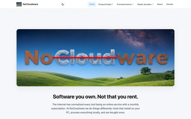 Screenshot of NoCloudware — Tools that live with you