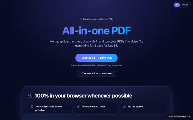 Screenshot of All PDF tools you need in one place | PDFMagic AI