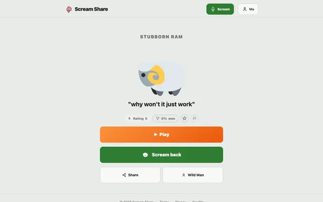 Screenshot of 🐏 "why won't it just work" · Stubborn Ram | Scream Share