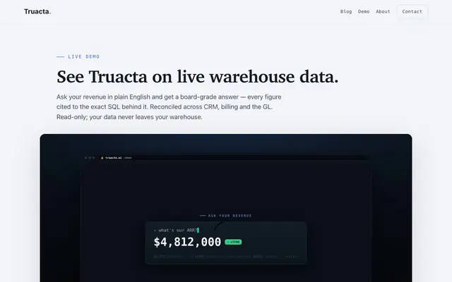 Screenshot of See the demo — Truacta