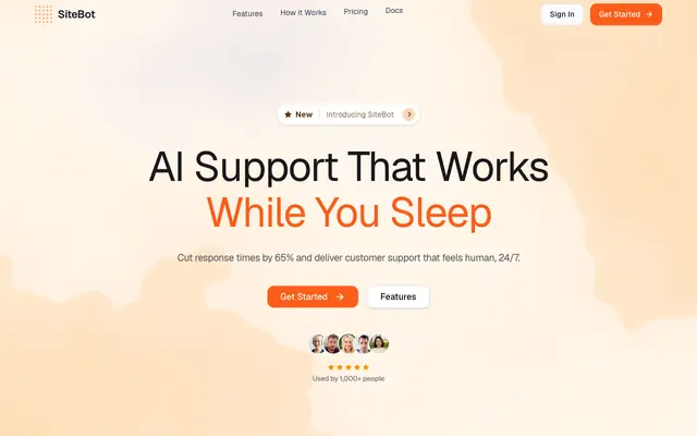 Screenshot of AI Chatbot Builder — Create Smart Chatbots from Any Website or Document | SiteBo