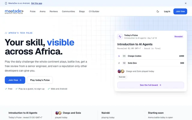 Screenshot of MeetaDev — The Career OS for Developers