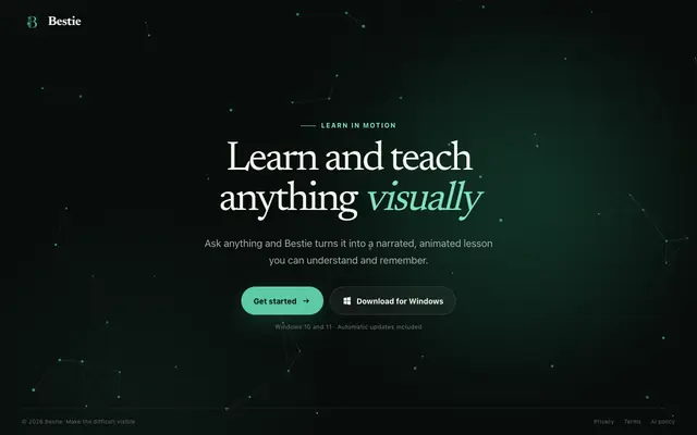 Screenshot of Bestie, learn anything visually