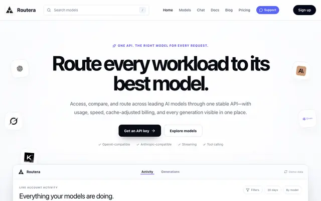 Screenshot of AI Model Router & OpenAI-Compatible API