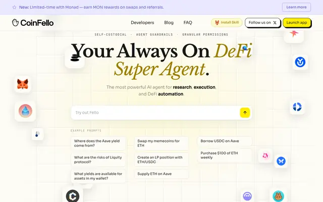 Screenshot of CoinFello — Your Crypto Agent