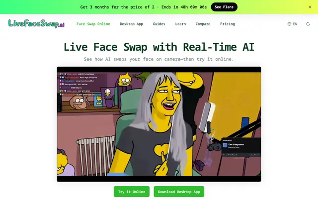 Screenshot of Live Face Swap for Streaming & Video Calls | Try It Online