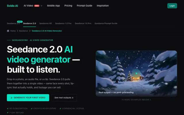 Screenshot of Seedance 2.0 AI Video Generator From Images & Text