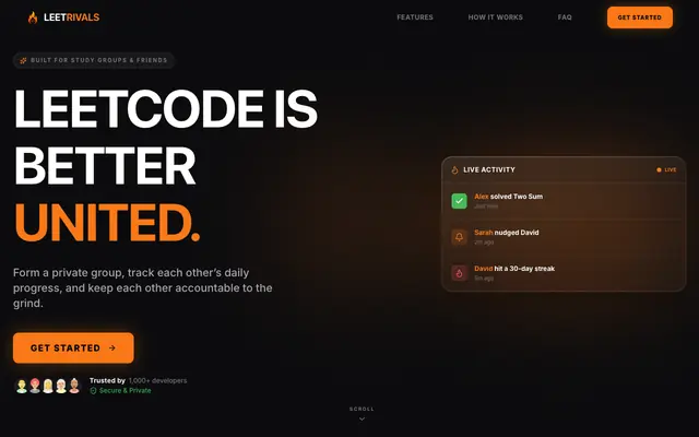Screenshot of LeetRivals - Make groups and stay accountable for LC