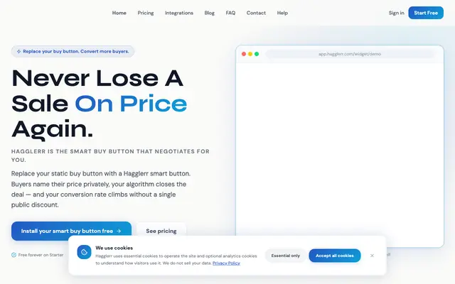 Screenshot of Hagglerr — Never Lose a Sale Over Price Again