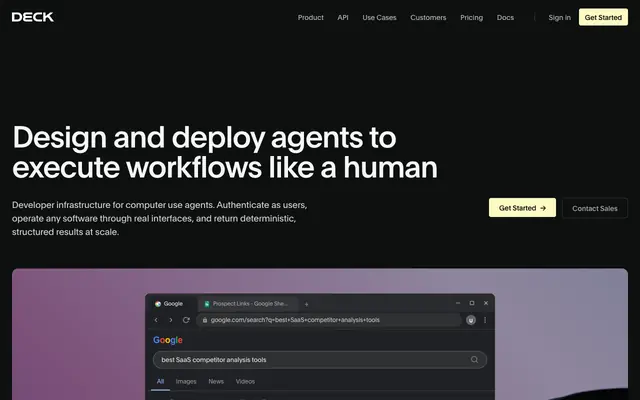 Screenshot of Deck | Design and Deploy Computer Use Agents