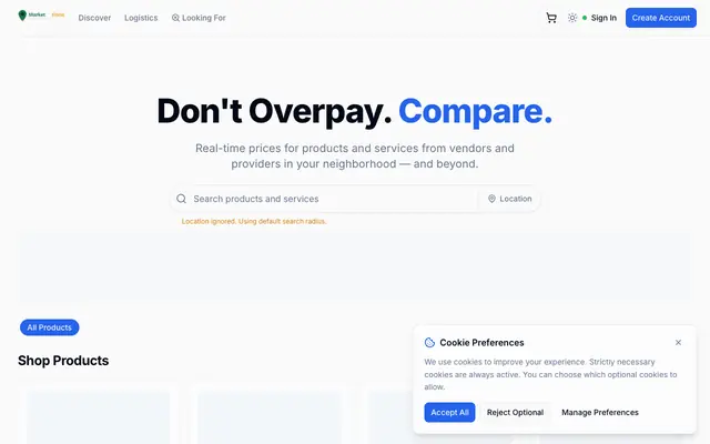 Screenshot of MarketRada — Find the Cheapest Prices Near You | MarketRada