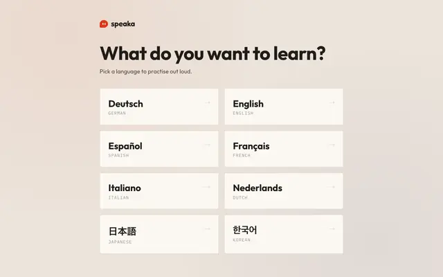 Screenshot of Speaka — Speak a new language, out loud