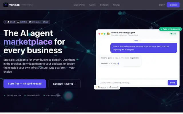 Screenshot of Vertinab AI Marketplace