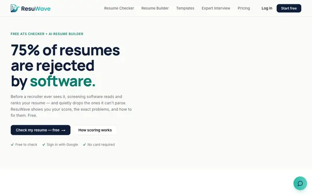 Screenshot of ATS Resume Checker & AI Resume Builder