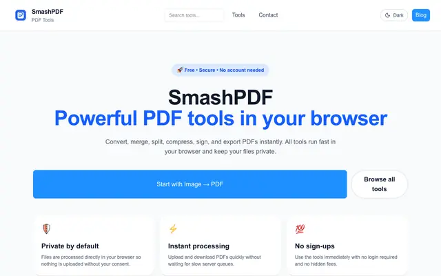 Screenshot of SmashPDF - Free Online PDF Tools