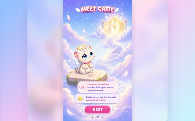 Screenshot of Catie Jump to Heaven - 100% AI-Made Free Hard Cat Game
