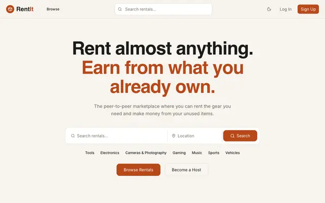 Screenshot of RentIt — Rent from locals