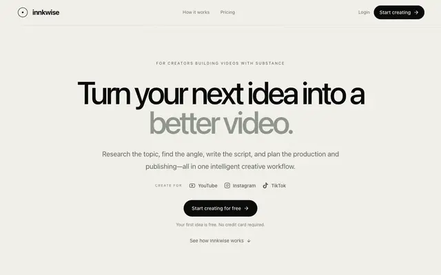 Screenshot of Innkwise — Ideas deserve better tools