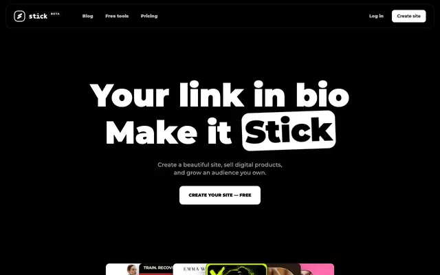 Screenshot of Stick — Make your link in bio yours
