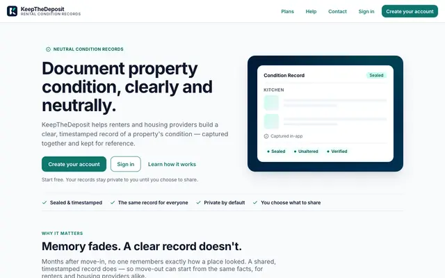 Screenshot of KeepTheDeposit