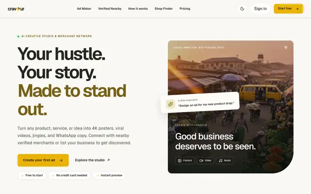 Screenshot of Cravour — AI Money Co-Pilot for Nigeria | Wallet, Price Scout & Voice