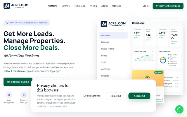 Screenshot of Acreloom | Broker OS for Real Estate