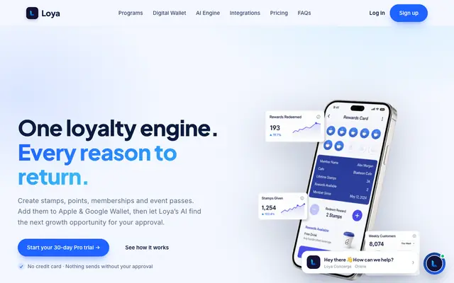 Screenshot of Loya | AI-powered loyalty, digital wallets & customer growth