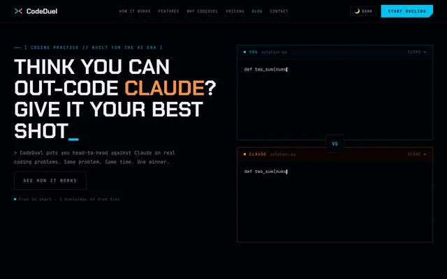 Screenshot of CodeDuel — Compete Against AI to Stay Sharp