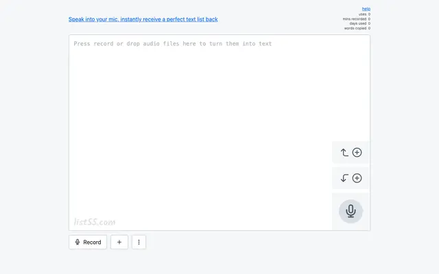 Screenshot of List55 - Fast voice transcription to lists