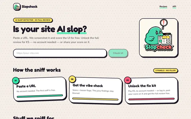 Screenshot of Slopcheck — Is your UI AI slop?