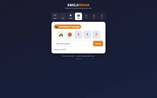 Screenshot of Emojigram — Daily Emoji Puzzle