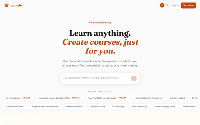 Screenshot of Pomelo — Personalized AI Courses
