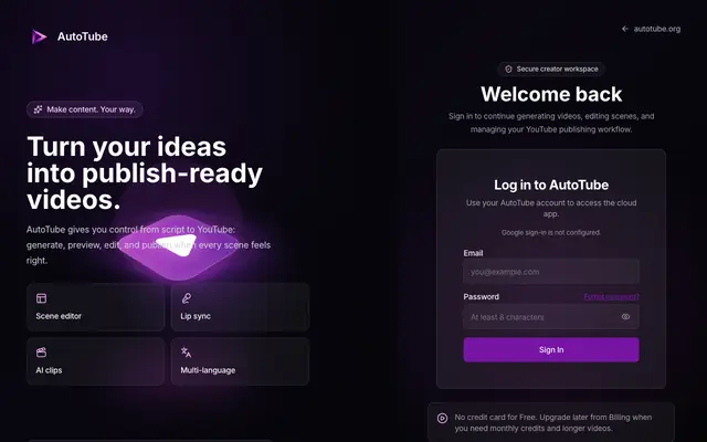 Screenshot of AutoTube App