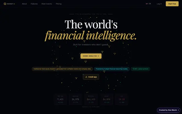 Screenshot of InvestIQ — Institutional-grade AI stock analysis